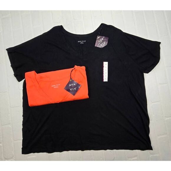 Ava & Viv V-Neck Short Sleeve Top Bundle of Two Size 4X - Picture 1 of 3
